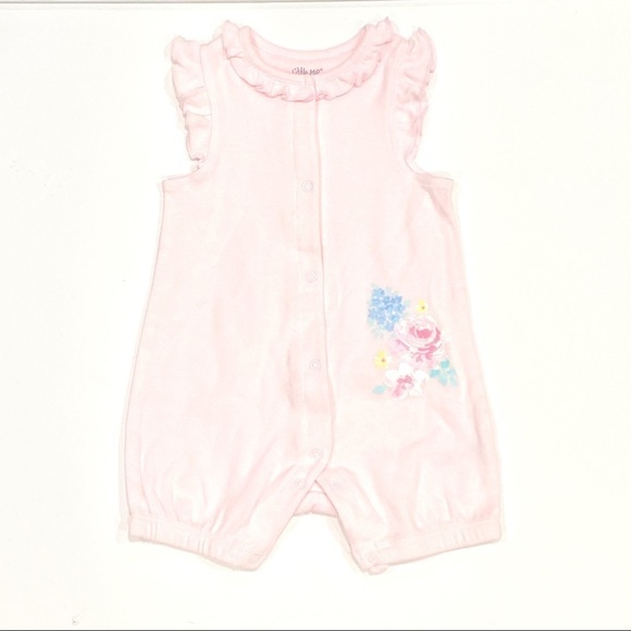 NWOT Little Me Pink Floral Spring Infant Romper - Picture 1 of 4